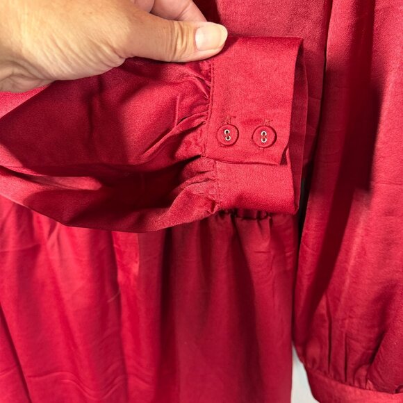 NWT Lost + Wander Womens Dark Red Emerald Mini Dress XL Open Back XMAS Holiday - Picture 11 of 15